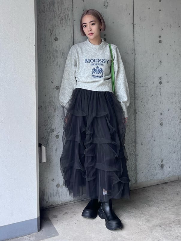 中古】 MOUSSY VOLUME TULLE LONG スカート - スカート