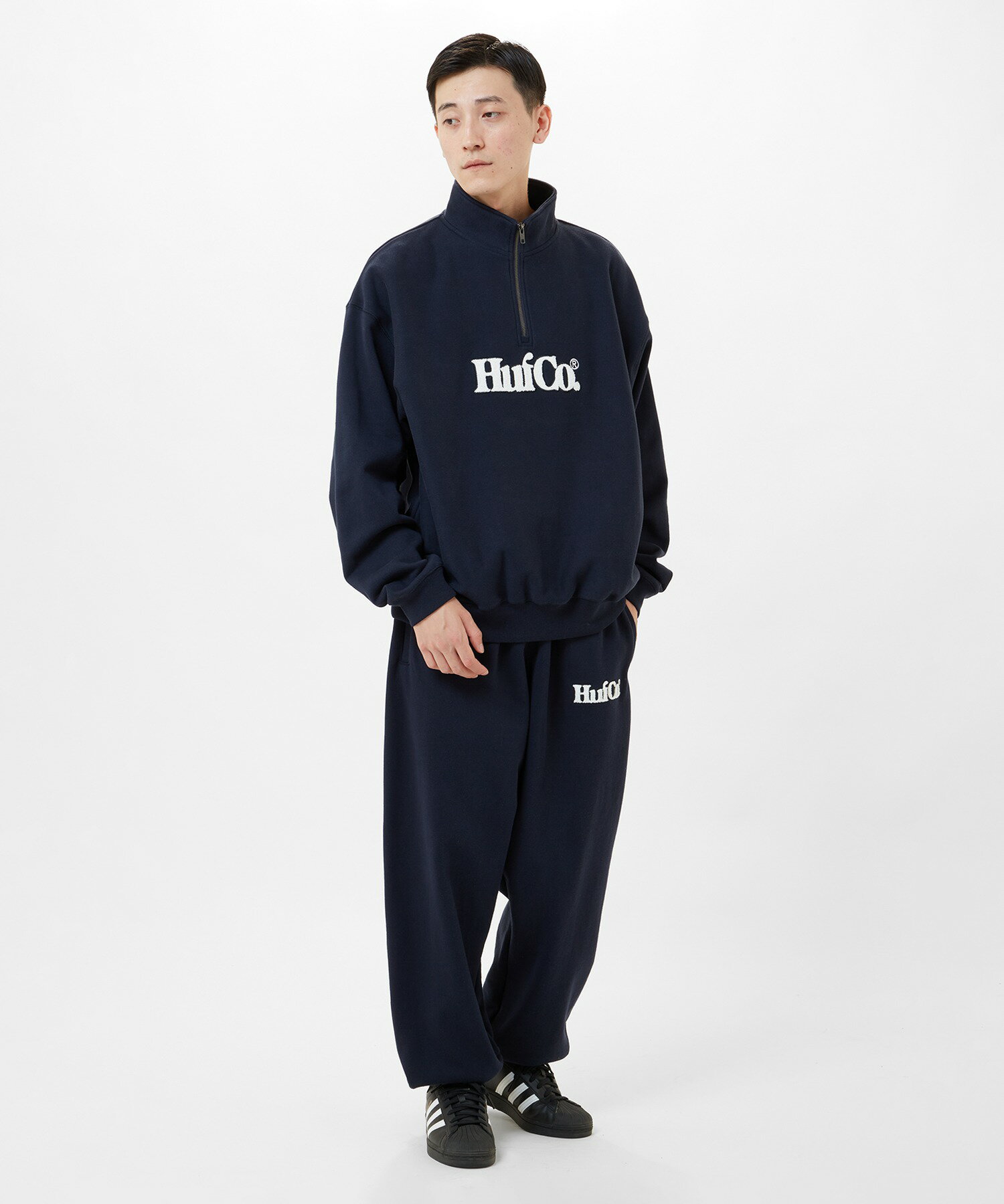 HUFのHUF CO HALF ZIP FLEECE ハフ ジップフリースを使った