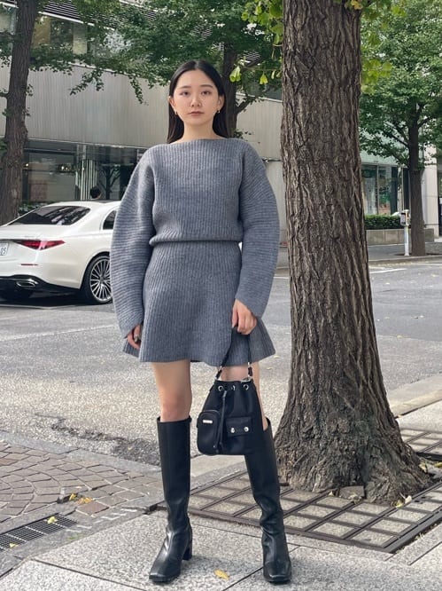 moussyのWOOLBANANA SLEEVE WOOL ニットを使ったコーディネート