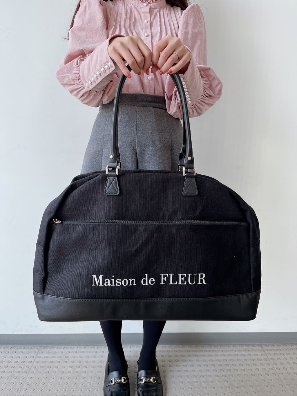 Maison de FLEURの帆布合皮切り替えキャリーオンバッグを使った