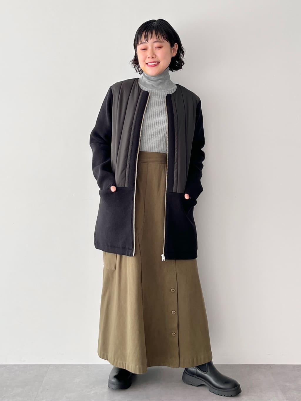 CRAFT STANDARD BOUTIQUEの中綿*ニット切替チュニックコート/23AWを