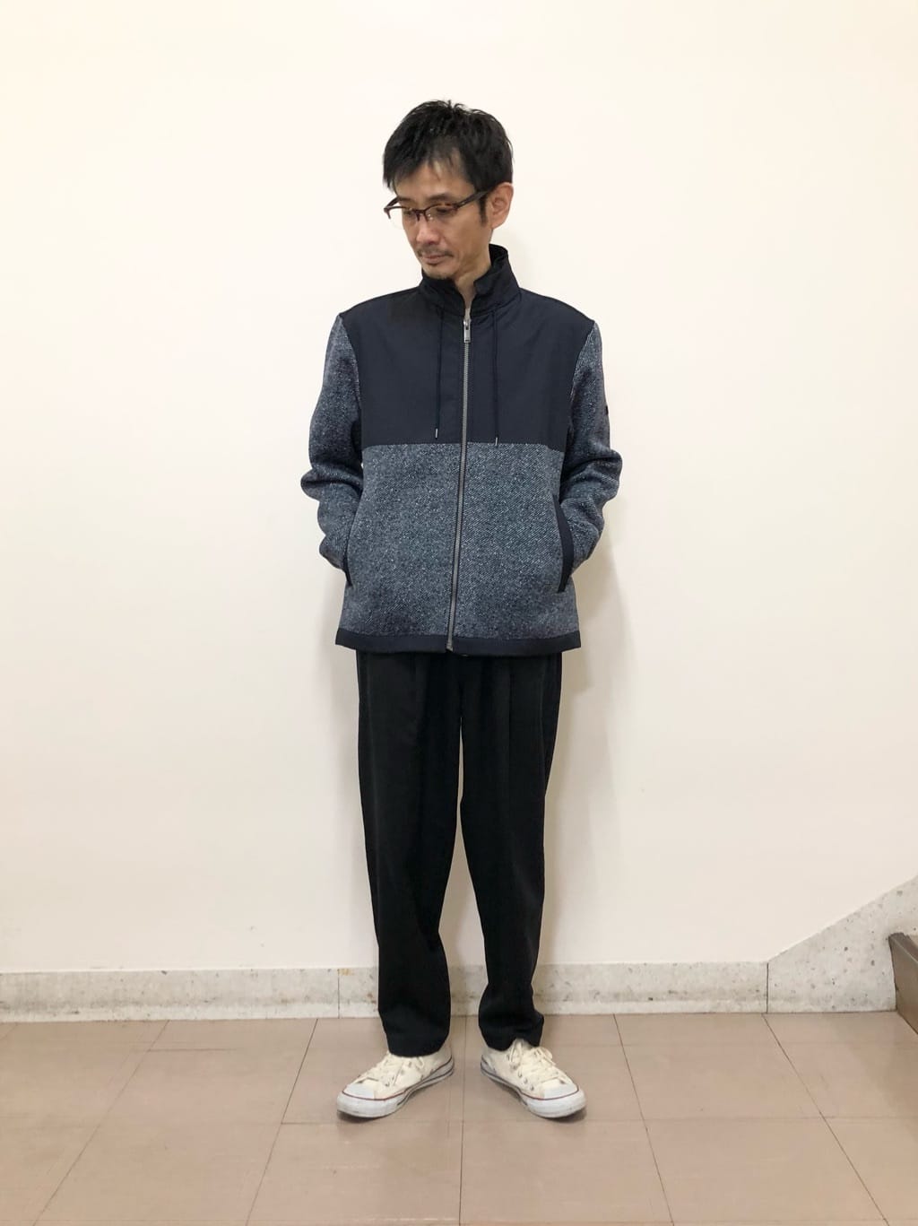 TAKEO KIKUCHIのセーターフリース コンビネーション ブルゾンを使った
