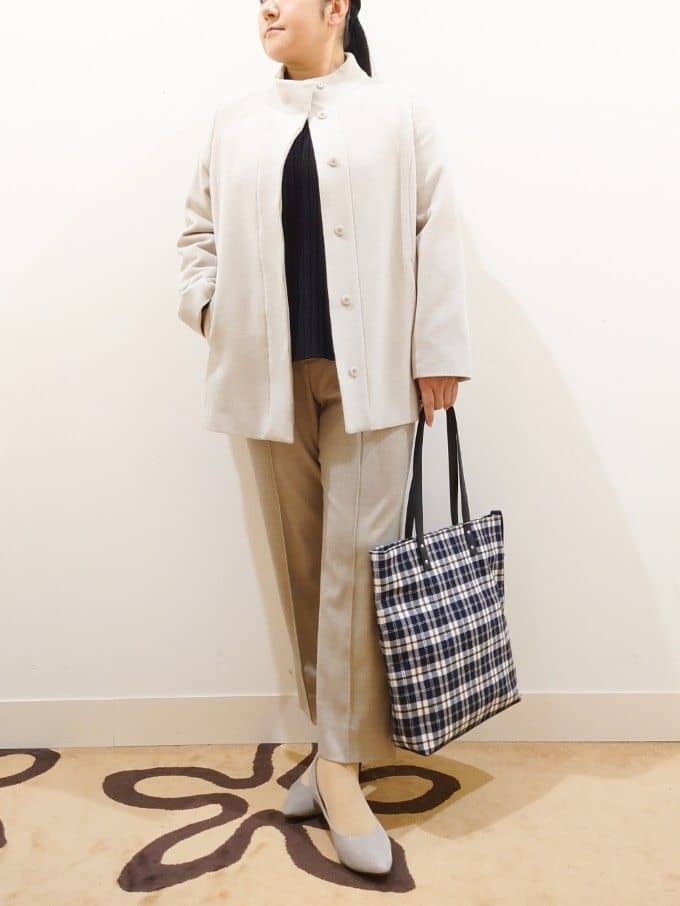 NEWYORKERのウールアンゴラベロア スタンドカラー比翼ショートコートを使ったコーディネートを紹介します。｜Rakuten Fashion(楽天ファッション／旧楽天ブランドアベニュー)3356314