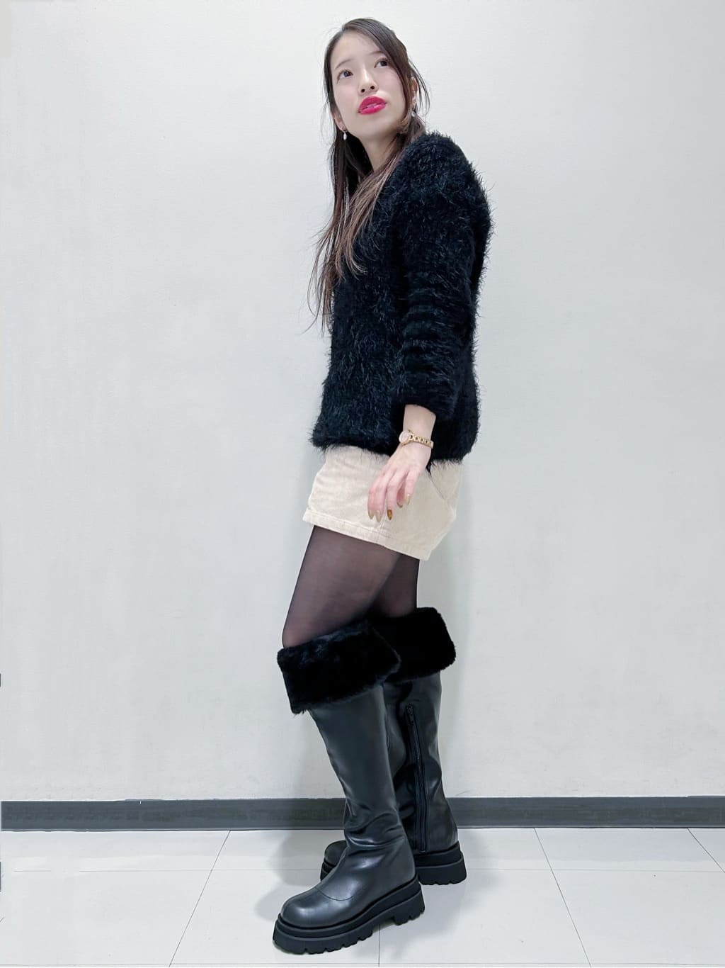 ESPERANZAのタンクソール2WAYフェイクファーロングブーツを使ったコーディネートを紹介します。｜Rakuten Fashion(楽天ファッション／旧楽天ブランドアベニュー)3363933