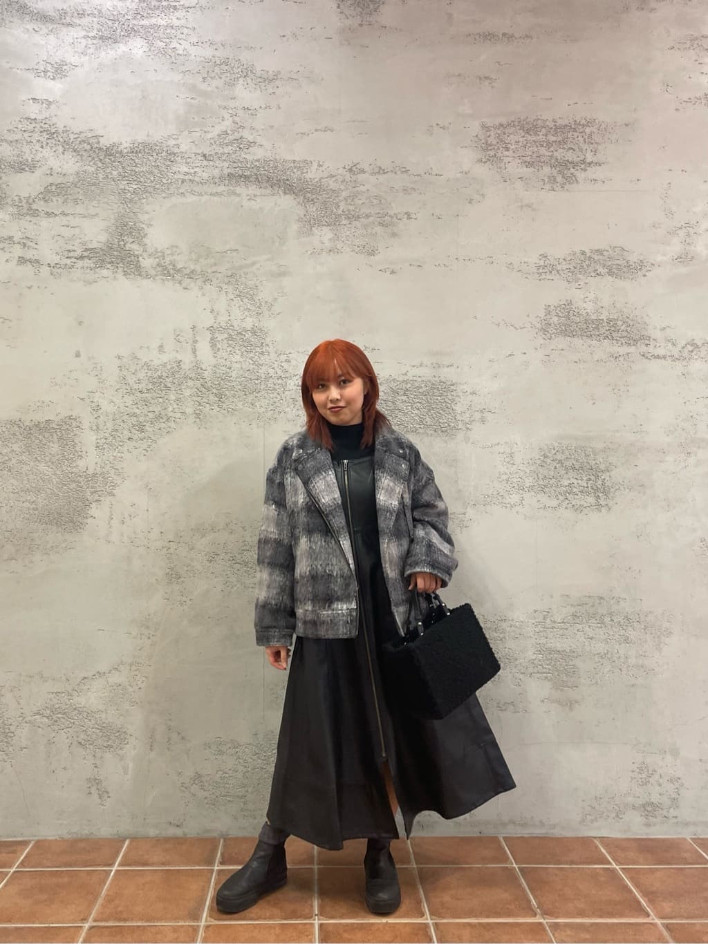AZUL by moussyのシャギーチェックライダースジャケットを使った 