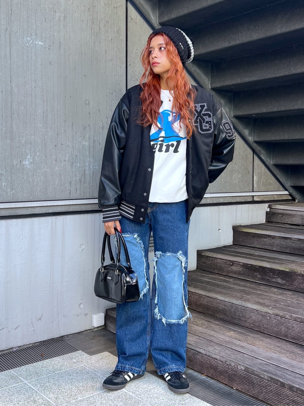 X-girlのDISTRESSED 2TONE DENIM パンツ X-girlを使ったコーディネートを紹介します。｜Rakuten Fashion(楽天ファッション／旧楽天ブランドアベニュー)3382816