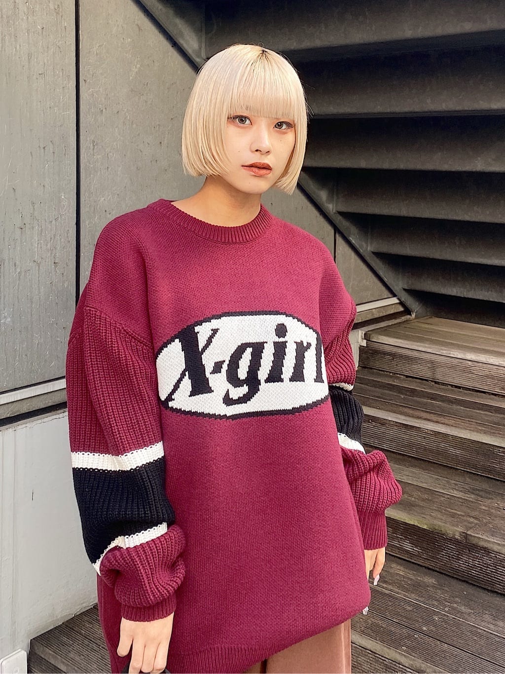 X-girlのOVAL LOGO JACQUARD KNIT TOP ニット X-girlを使った