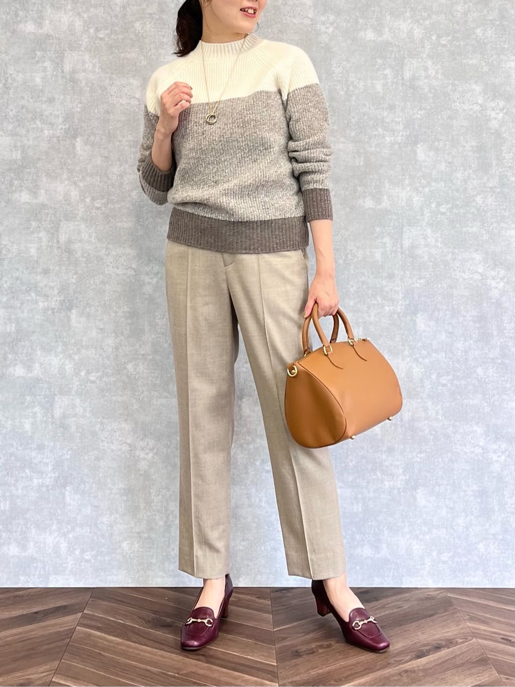 NEWYORKERの無染色ブロッキング ハイネックニットプルオーバーを使ったコーディネートを紹介します。｜Rakuten Fashion(楽天ファッション／旧楽天ブランドアベニュー)3398071