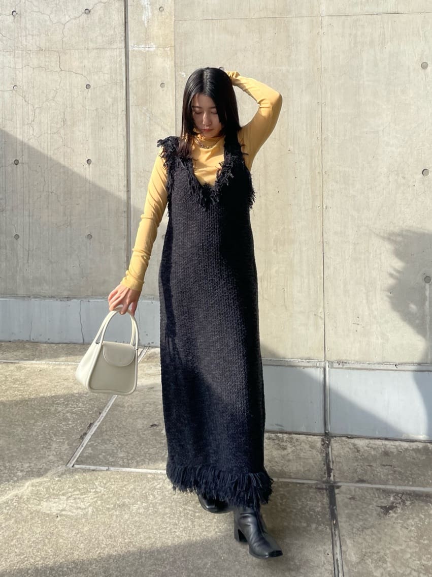 moussyのFRINGE KNIT ドレスを使ったコーディネート | Rakuten Fashion 