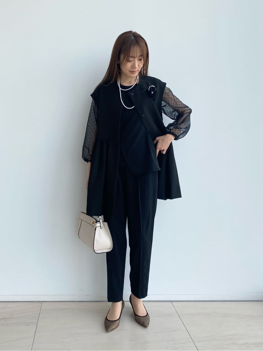 Vinのドットチュールドッキングトップスを使ったコーディネートを紹介します。｜Rakuten Fashion(楽天ファッション／旧楽天ブランドアベニュー)3438147