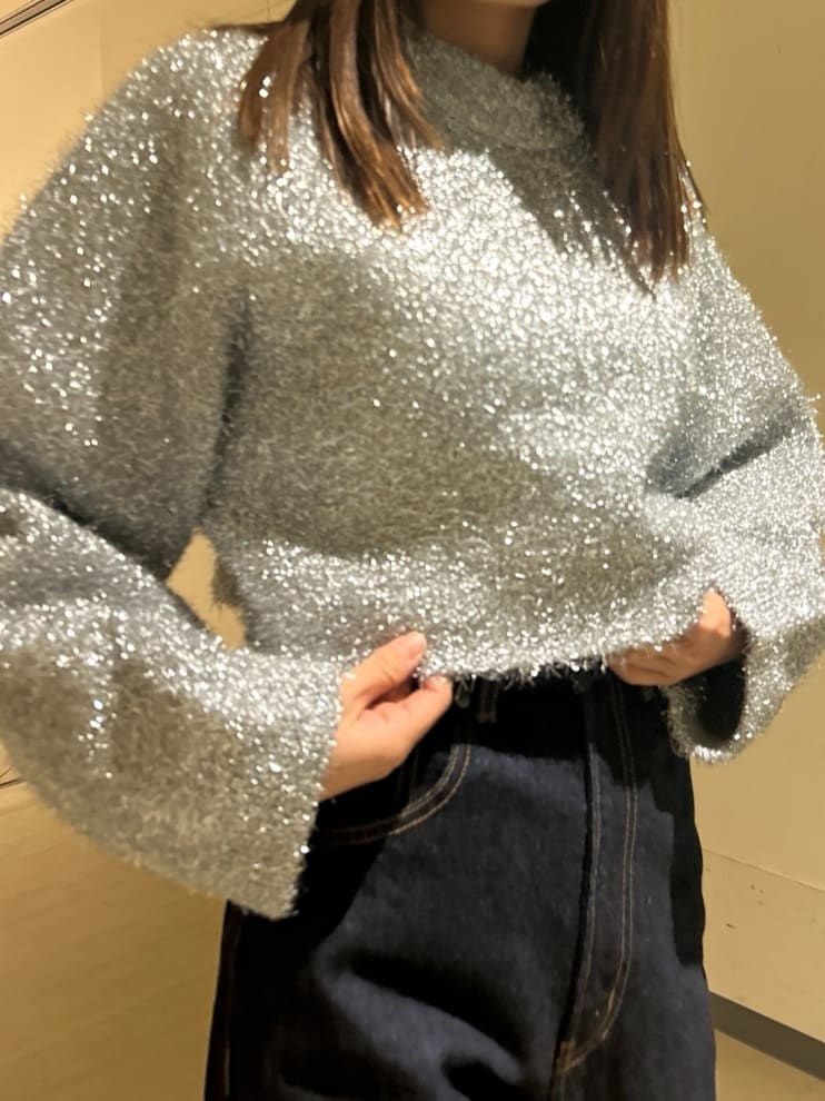 moussyのGLITTER CROPPED セーターを使ったコーディネート | Rakuten