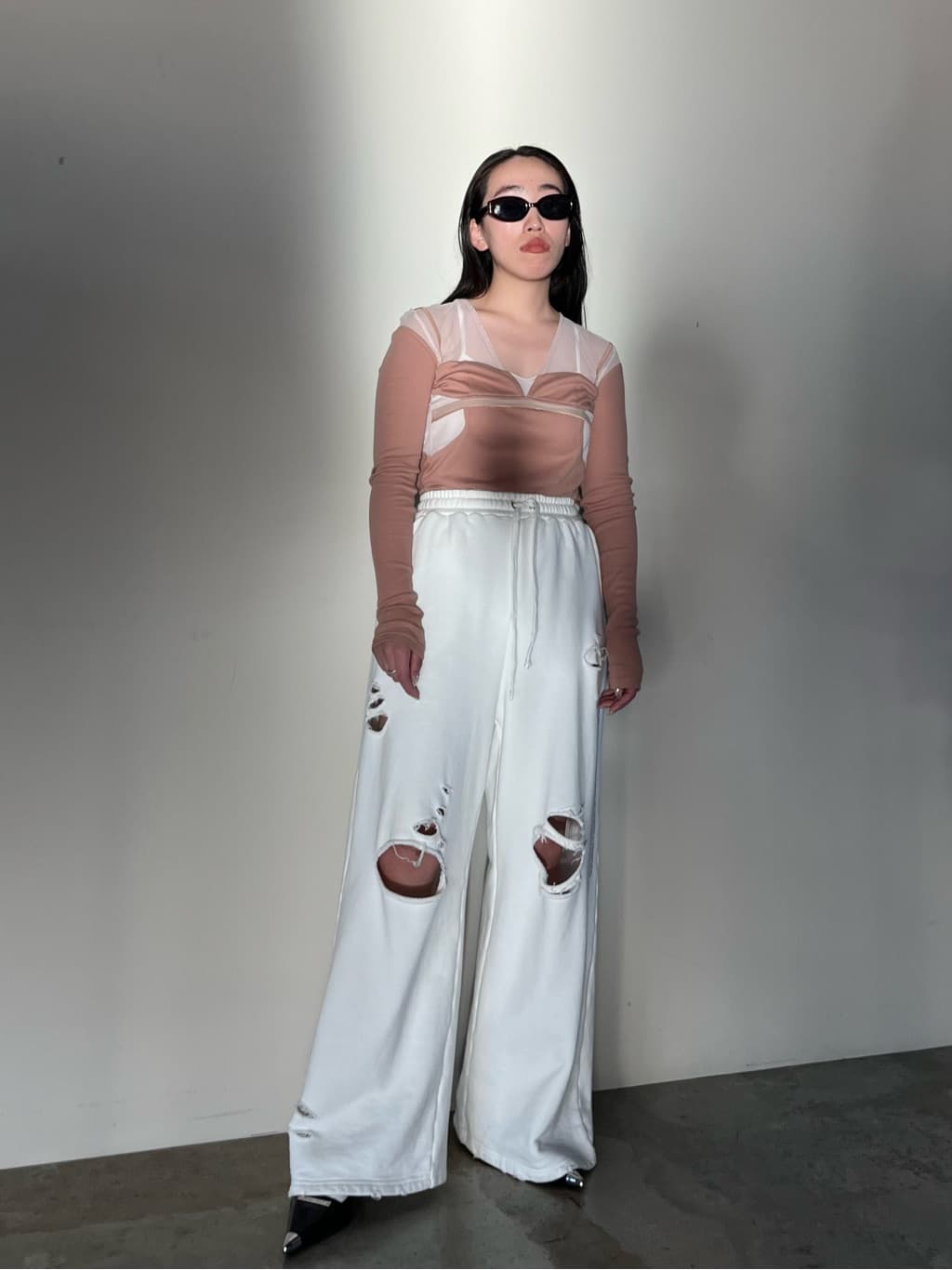 【prank project】メッシュテレコトリムボディスーツ ブラック PRANK PROJECT(プランク プロジェクト)｜メッシュテレコトリム