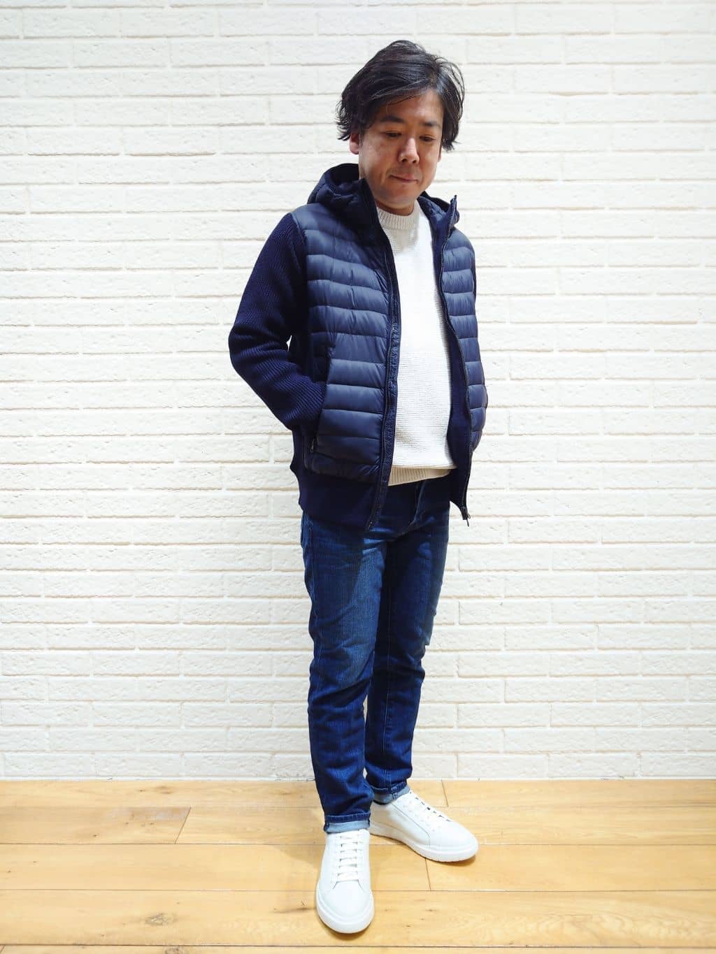 MEN'S BIGIのダウン/ニットドッキングブルゾンを使ったコーディネートを紹介します。｜Rakuten Fashion(楽天ファッション／旧楽天ブランドアベニュー)3470339
