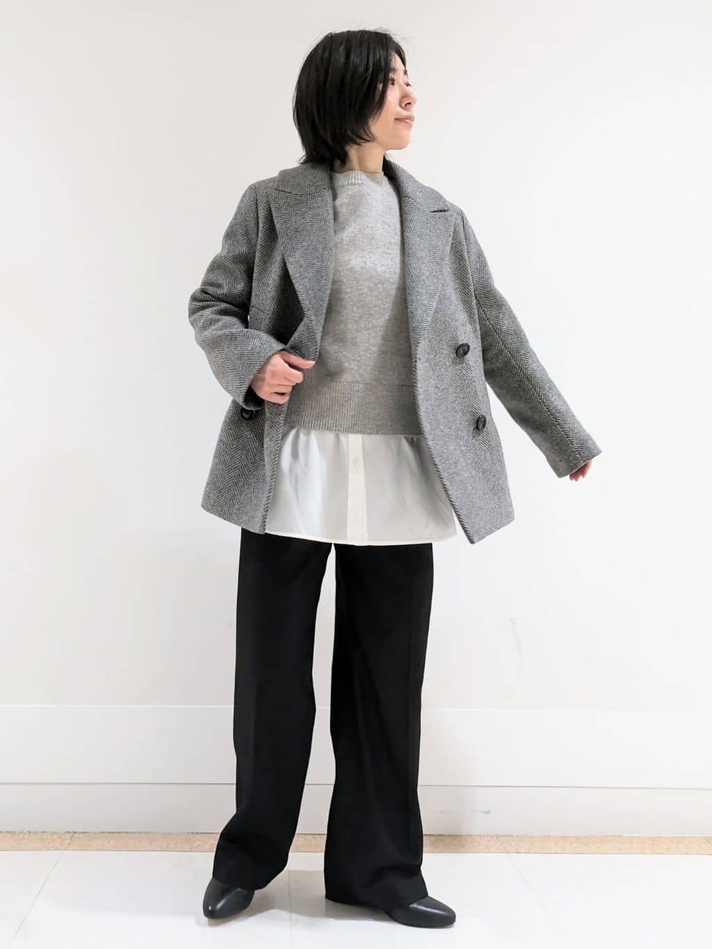 UNTITLEDの【日本製/セットアップ可能】バルキーヘリンボン ショートピーコートを使ったコーディネートを紹介します。｜Rakuten Fashion(楽天ファッション／旧楽天ブランドアベニュー)3483676