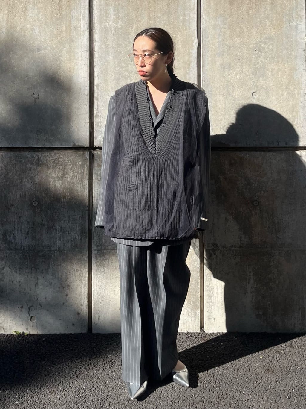 prank project チュールギャザークラッシュニットベスト