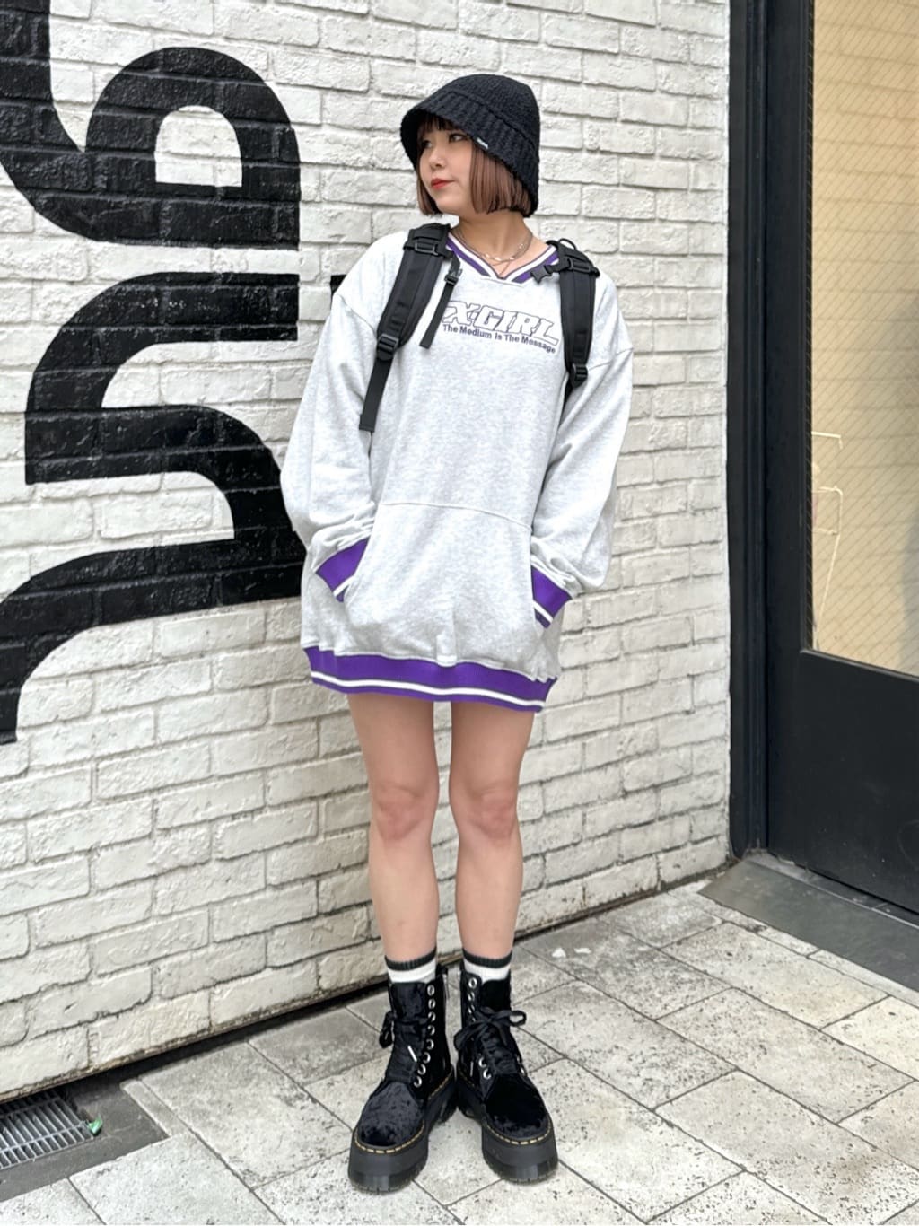 X-girlのSTRIPED RIB SWEAT TOP スウェット トレーナー X-girlを使ったコーディネート | Rakuten  Fashion(楽天ファッション／旧楽天ブランドアベニュー)3549833