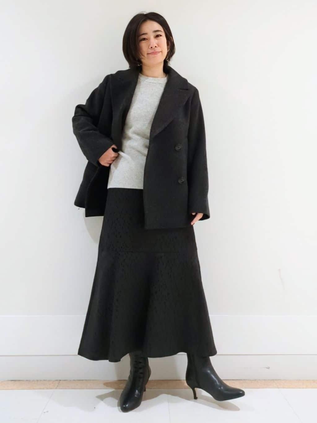 UNTITLEDの【日本製/セットアップ可能】バルキーヘリンボン ショートピーコートを使ったコーディネートを紹介します。｜Rakuten Fashion(楽天ファッション／旧楽天ブランドアベニュー)3551815