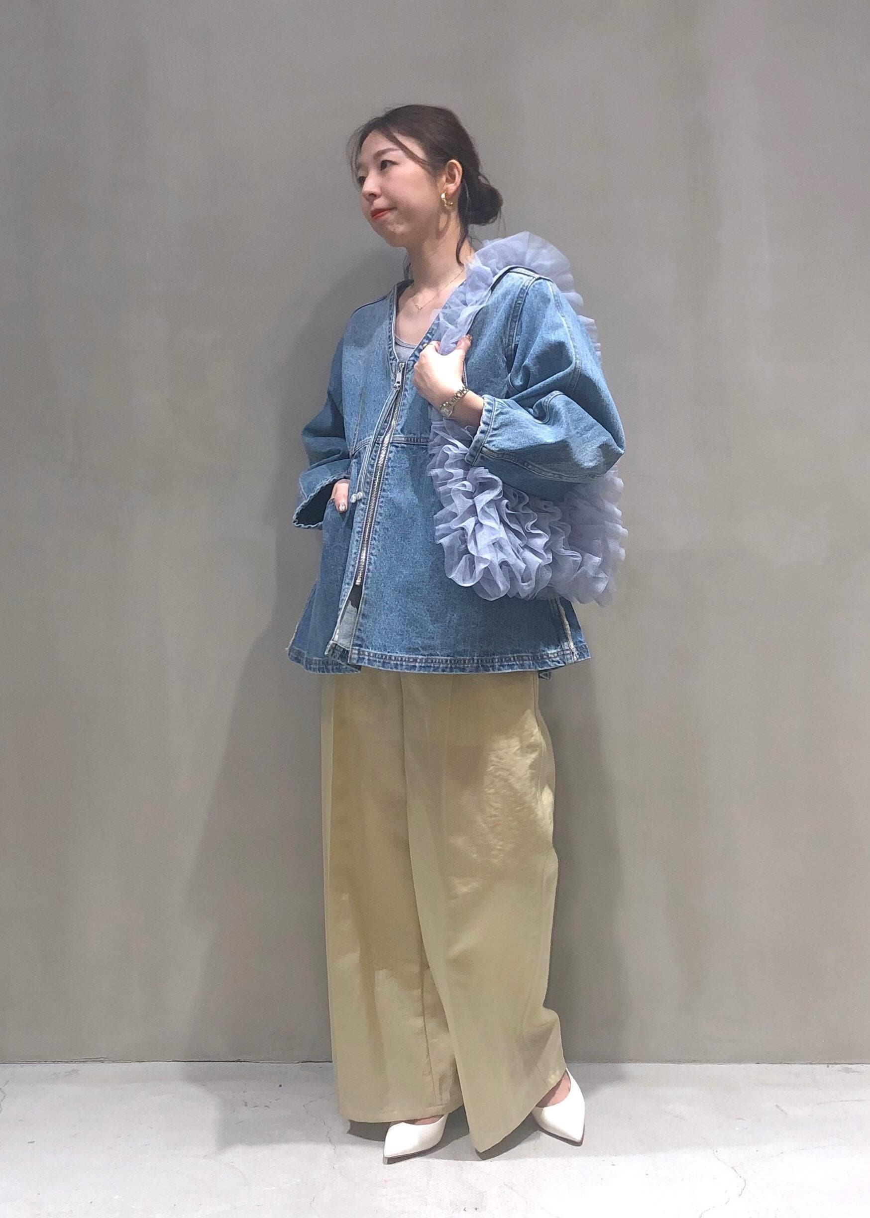 ADAM ET ROPE デニムチュニックシェイプシャツ