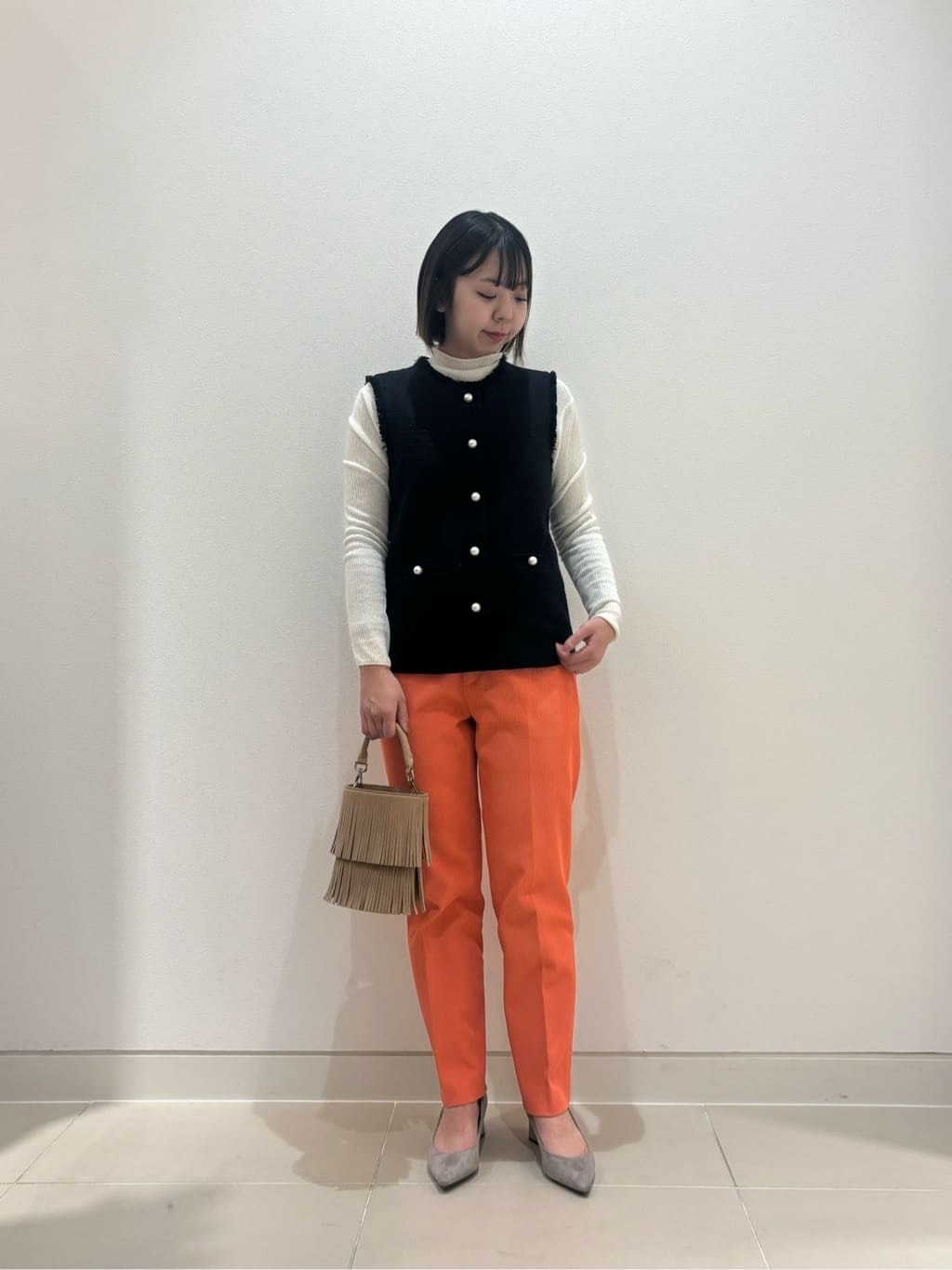 UNITED ARROWS LTD. OUTLETのラメ ツイード フェイクパールボタン