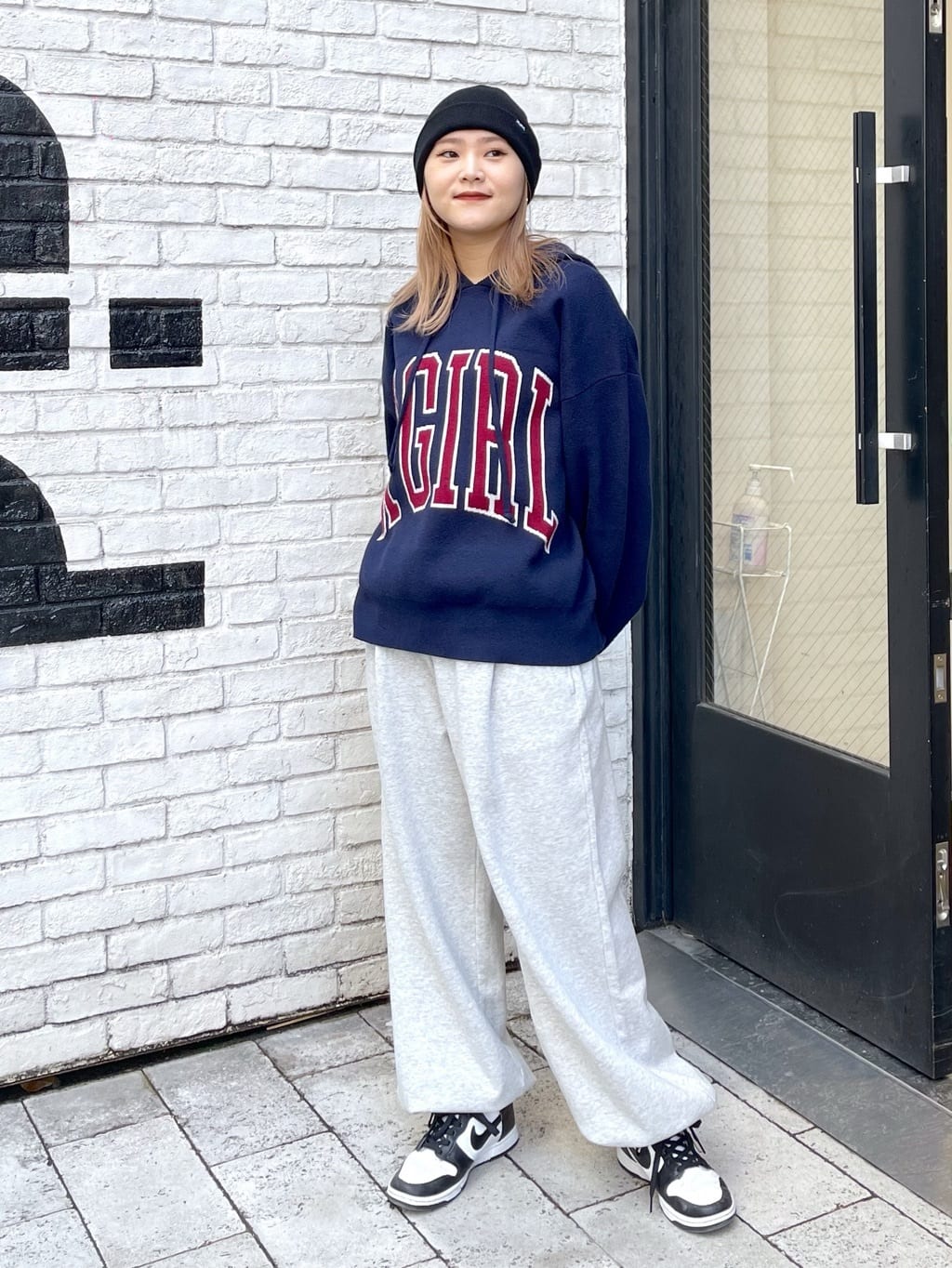 X-girlのCOLLEGE LOGO KNIT HOODIE パーカー X-girlを使った