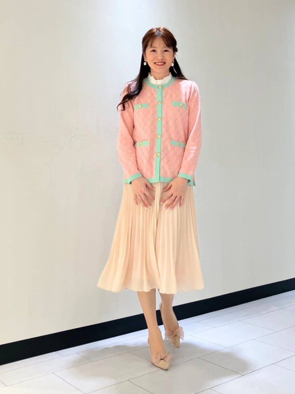 アナイプレイドパターンバイカラー カーディガン