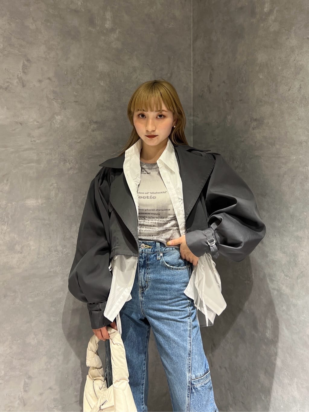 SLYのCROP VOLUME TRENCH ジャケットを使ったコーディネート | Rakuten