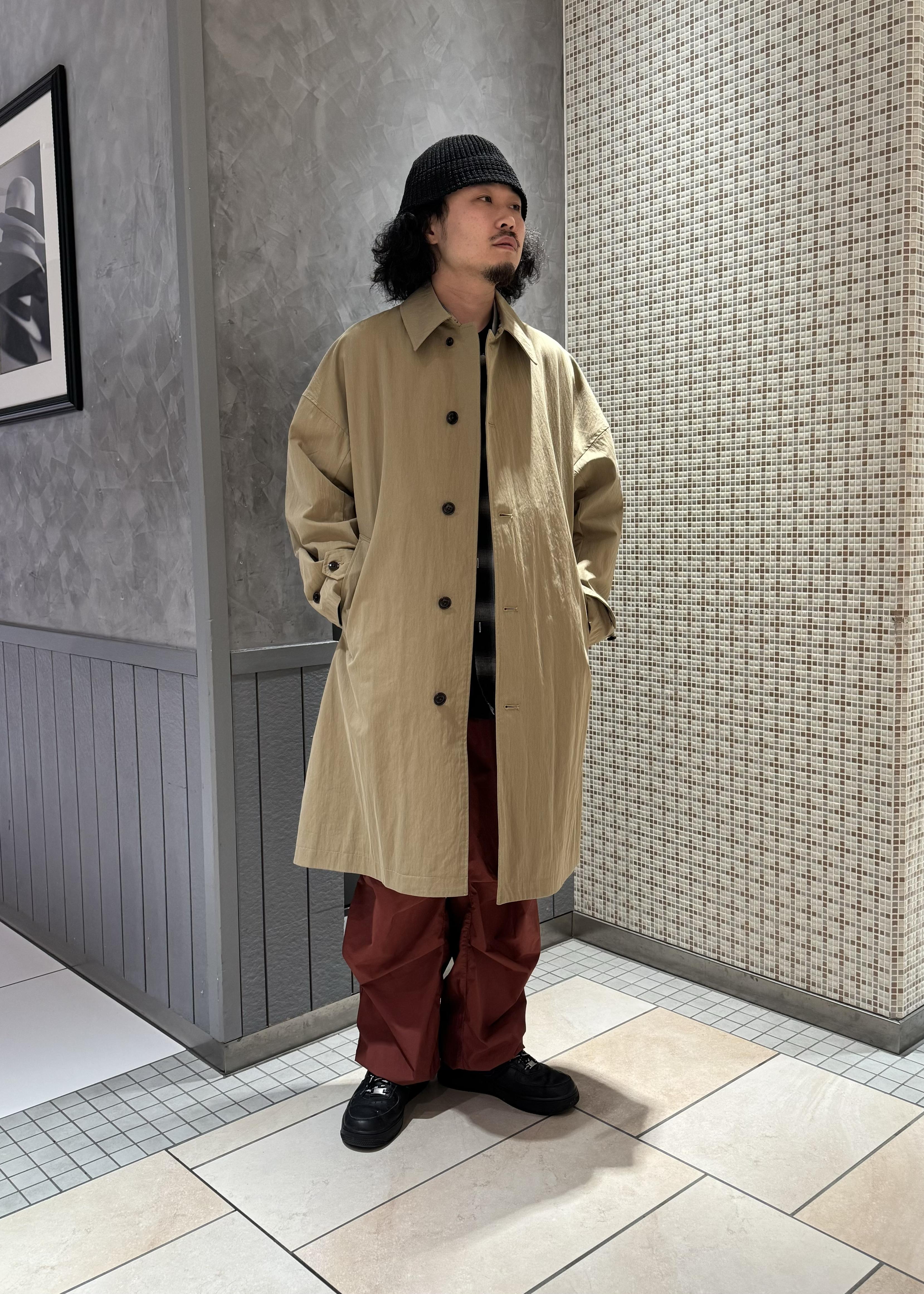 WILD LIFE TAILOR】ドロップショルダーギャバステンカラーコート