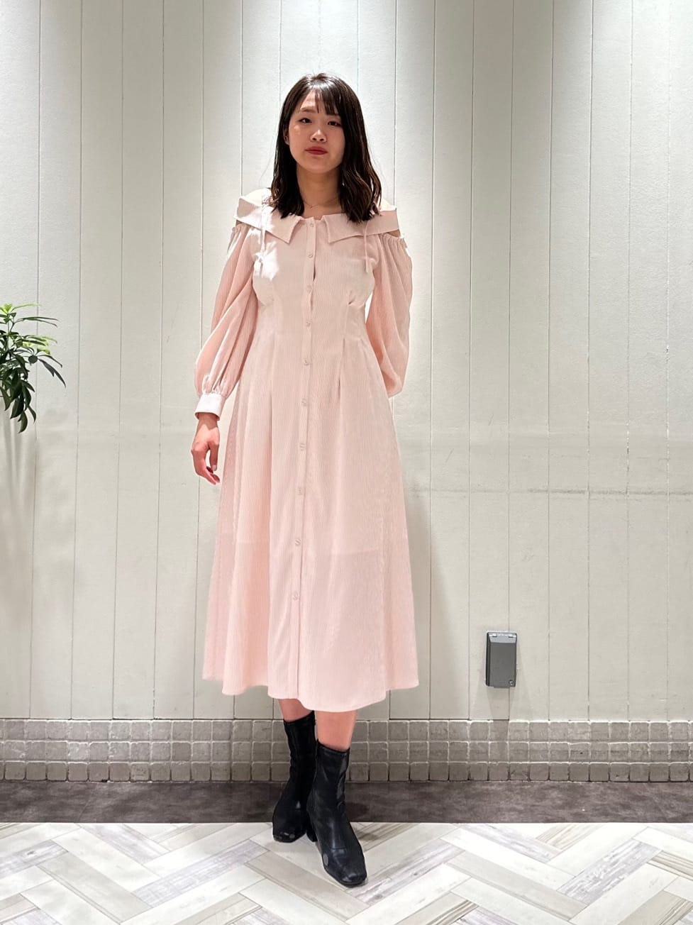セール 40%OFF】肩あきストライプシャツワンピース(505928875