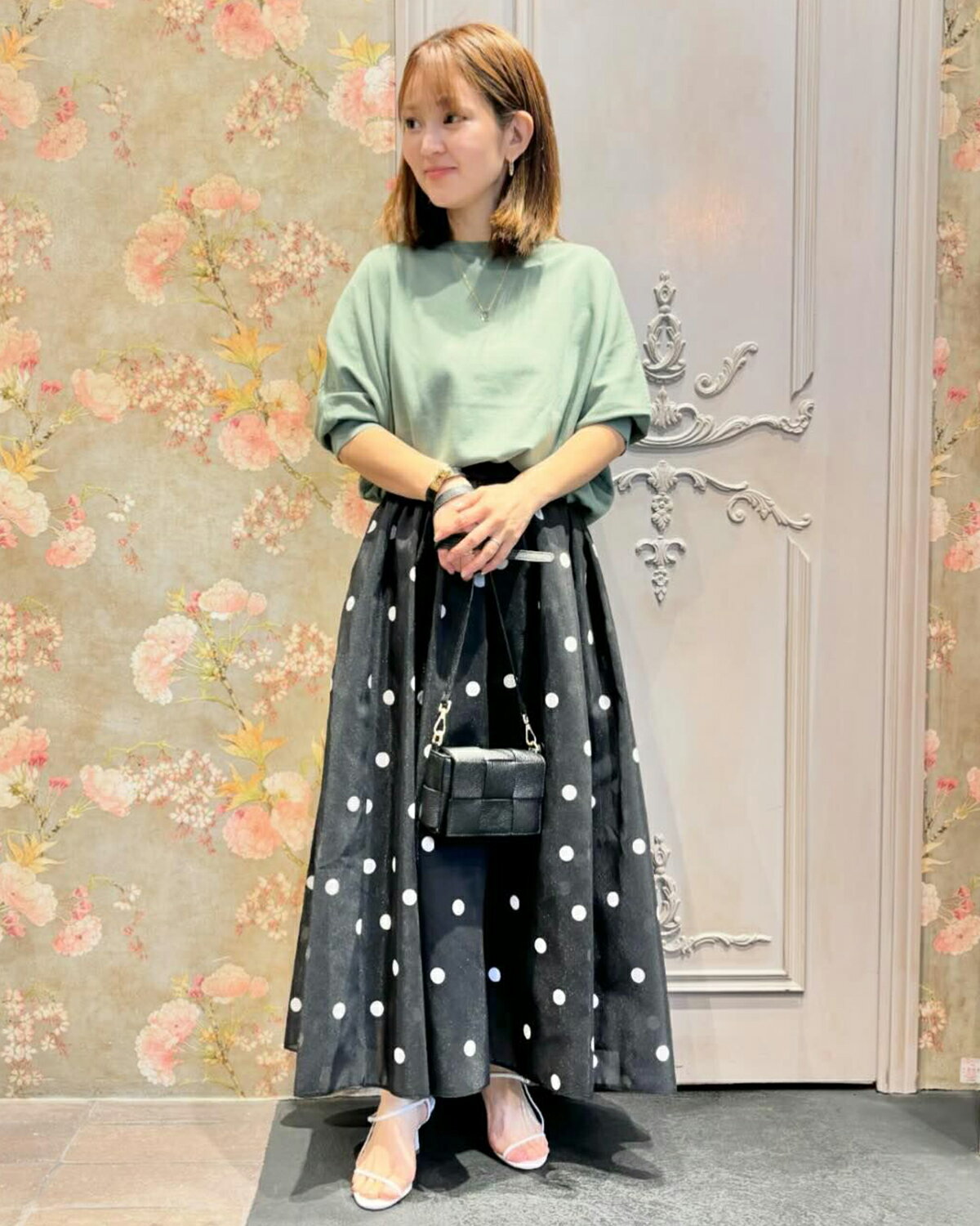 メルローズ Liesse オーガンジードット柄ギャザースカート セレモニー