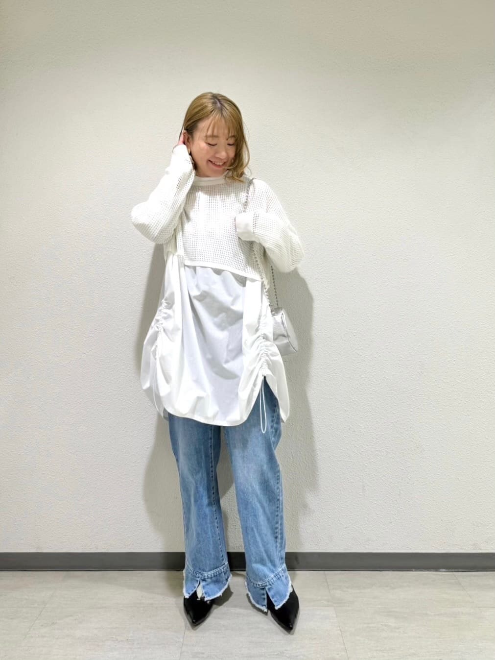 Vinの2wayリボンメッシュニットを使ったコーディネートを紹介します。｜Rakuten Fashion(楽天ファッション／旧楽天ブランドアベニュー)3741300