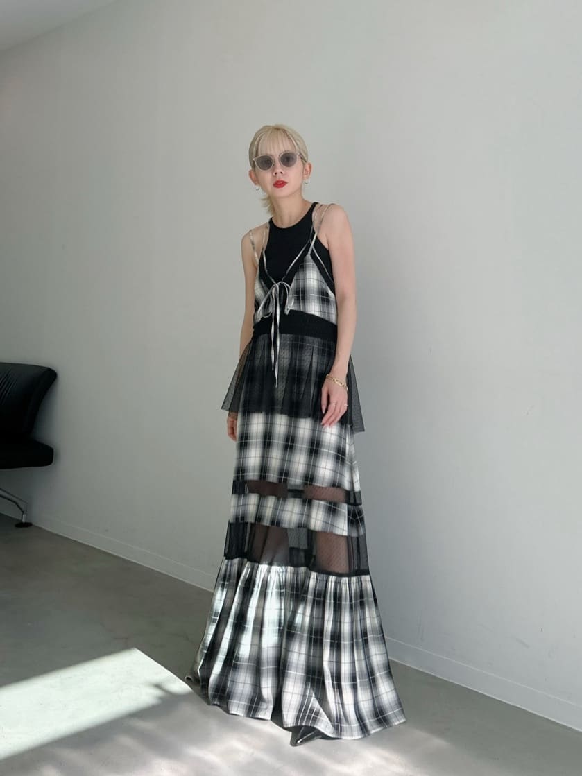 MAISON SPECIALのCheck Pattern Tulle One-piece Dressを使った 