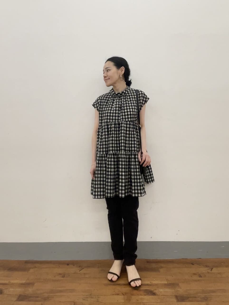 ビアズリーギンガムチェックティアードブラウス