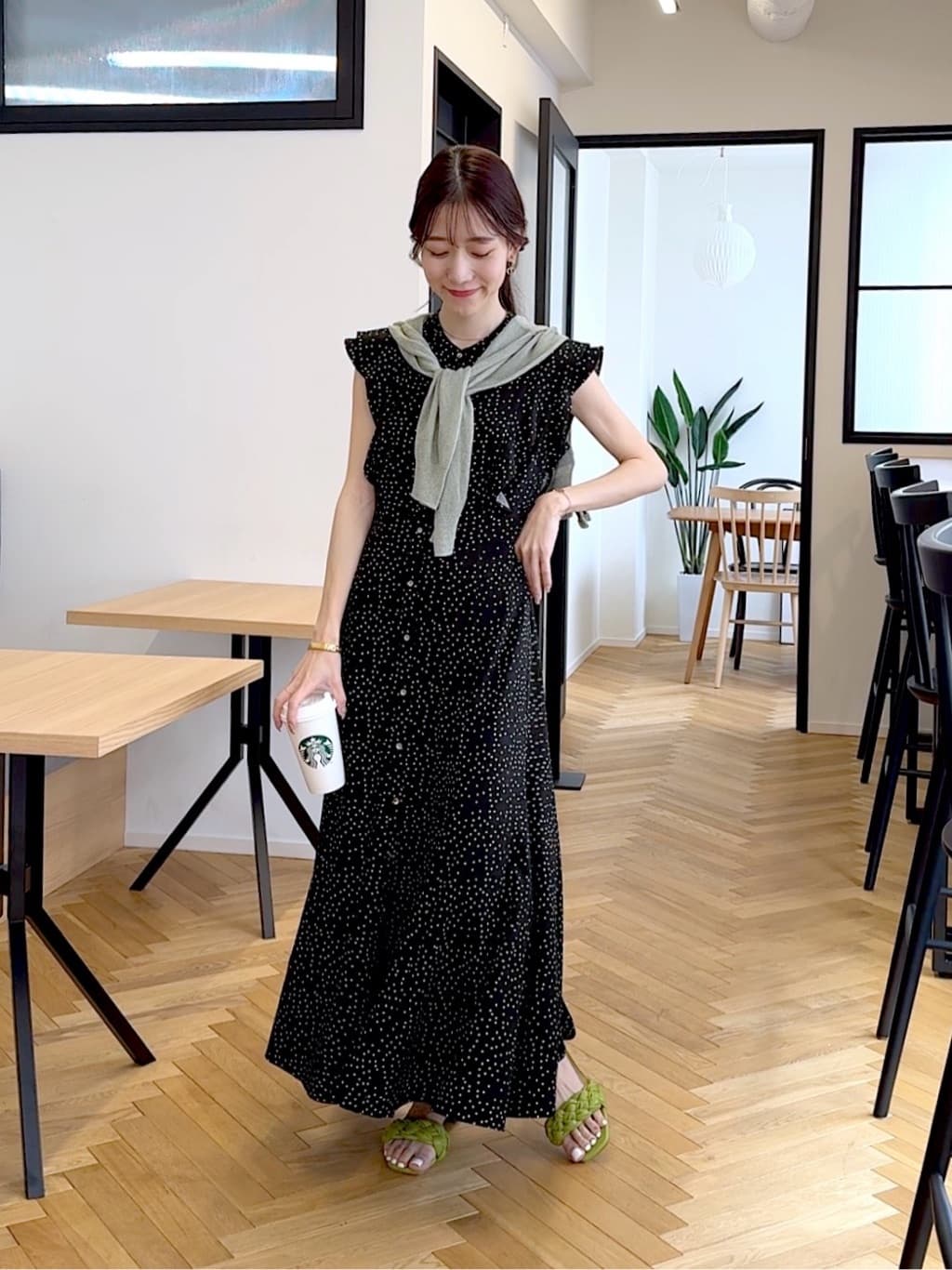 La boutique BonBonの【miki監修】ドットプリントマーメイドワンピース 
