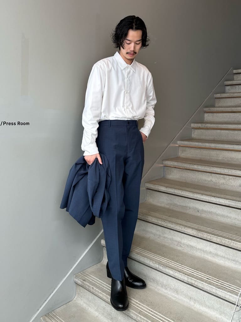 tk.TAKEO KIKUCHIのTRバンドカラーシャツを使ったコーディネートを紹介します。｜Rakuten Fashion(楽天ファッション／旧楽天ブランドアベニュー)3885481