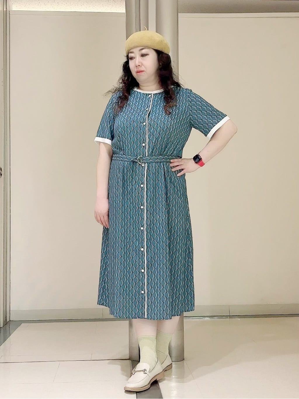 新品】NewYorker ダイヤラインプリント 半袖ワンピース