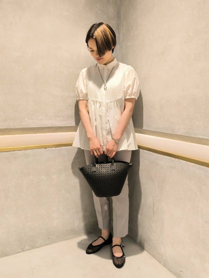 ユナイテッドアローズエンブロイダリーコンビショートスリーブブラウス