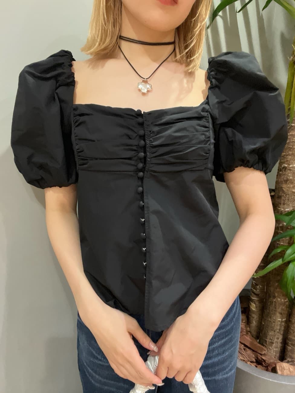 moussy | OPEN NECK GATHER ブラウス | Rakuten Fashion(楽天