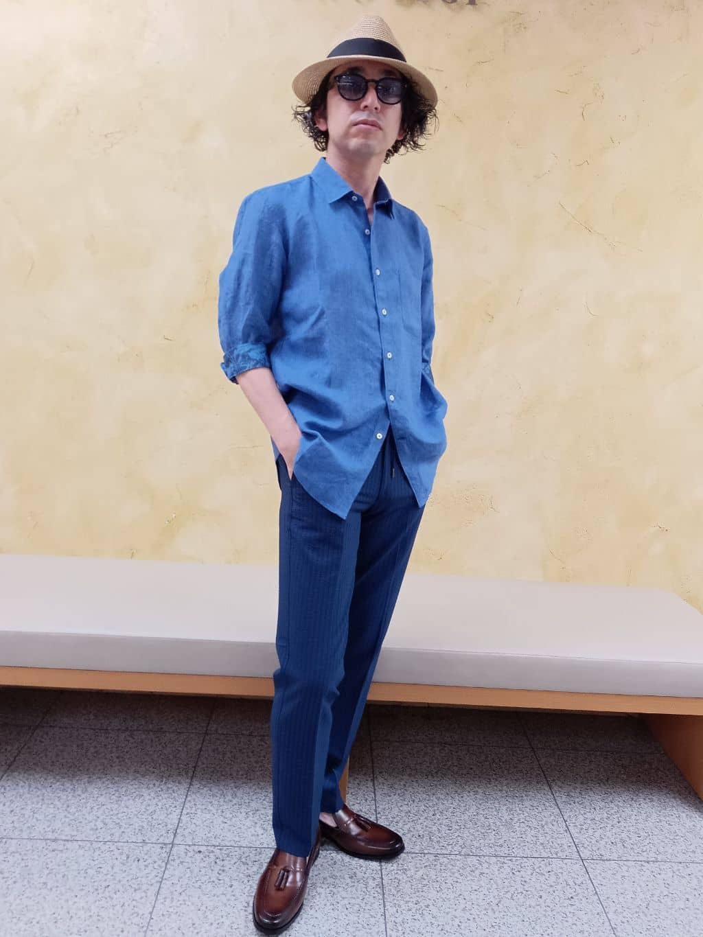 MEN'S BIGIのALBINI 7分リネンシャツを使ったコーディネートを紹介します。｜Rakuten Fashion(楽天ファッション／旧楽天ブランドアベニュー)3962855
