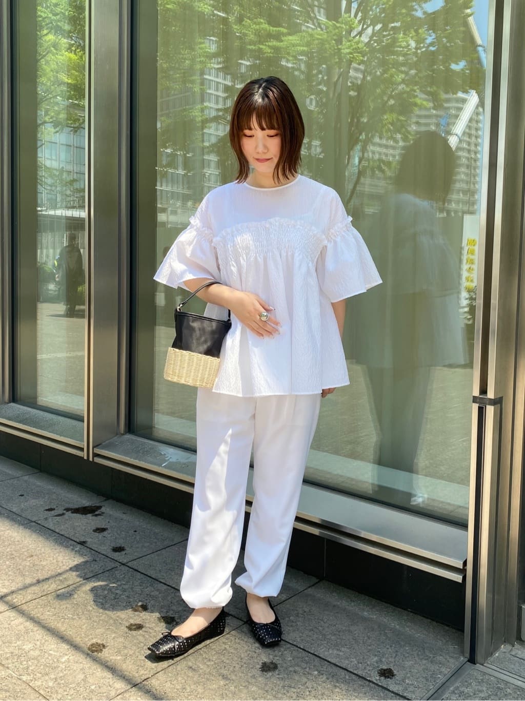 ユナイテッドアローズ エアリージャカード シャーリング フレア