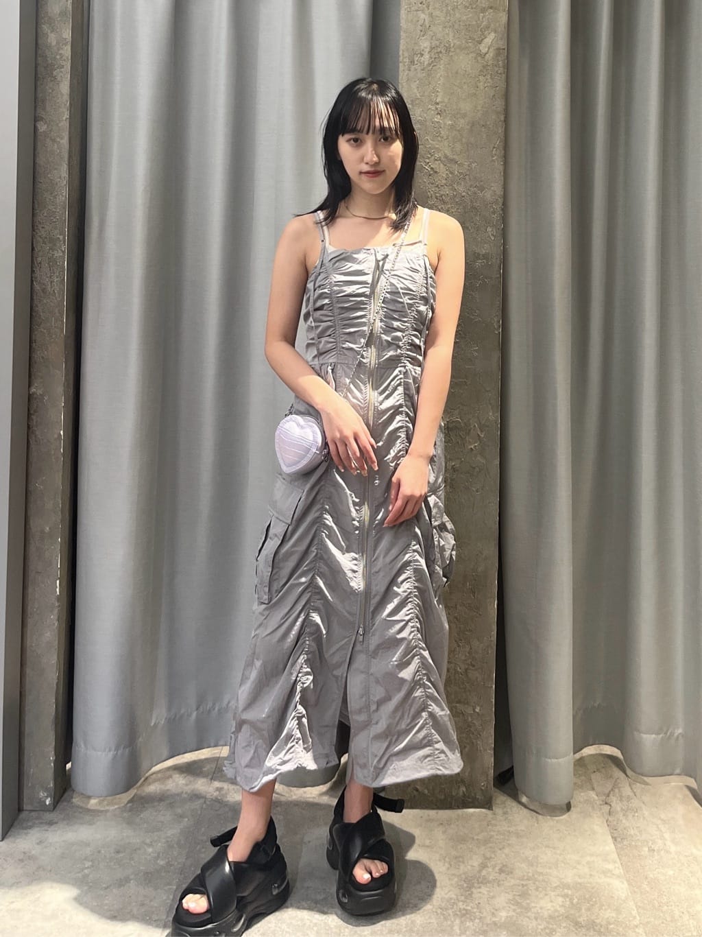 SLYのFRONT ZIP GATHER CAMI ワンピースを使ったコーディネート 