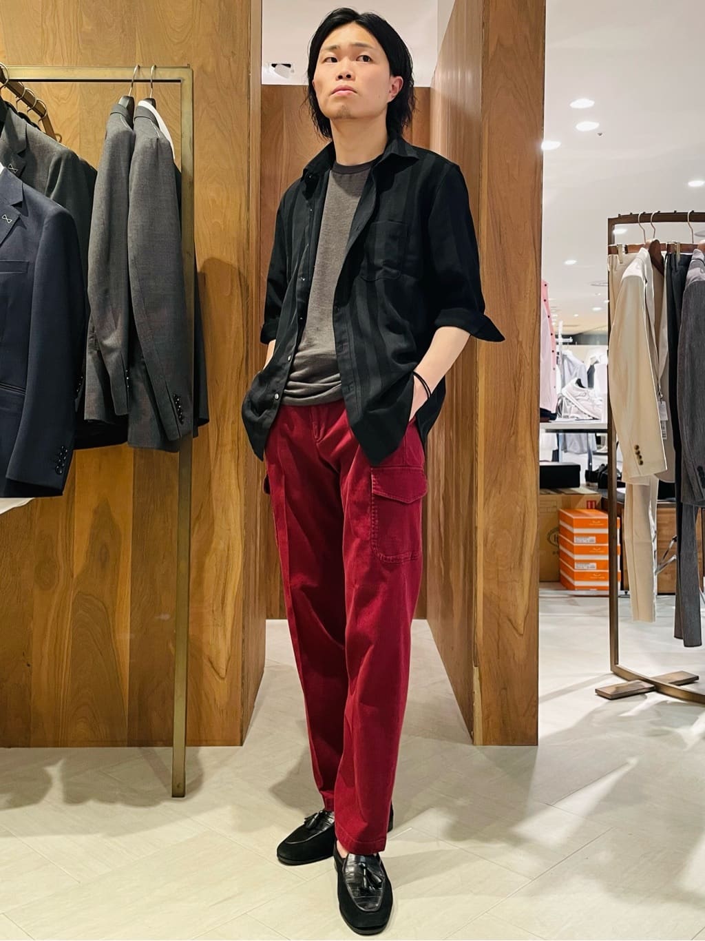 MEN'S BIGIのストライプメッシュ7分シアーシャツを使ったコーディネートを紹介します。｜Rakuten Fashion(楽天ファッション／旧楽天ブランドアベニュー)3987131