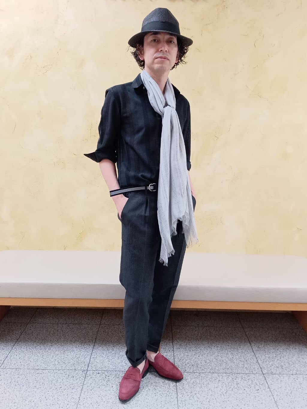MEN'S BIGIのストライプメッシュ7分シアーシャツを使ったコーディネートを紹介します。｜Rakuten Fashion(楽天ファッション／旧楽天ブランドアベニュー)3987114