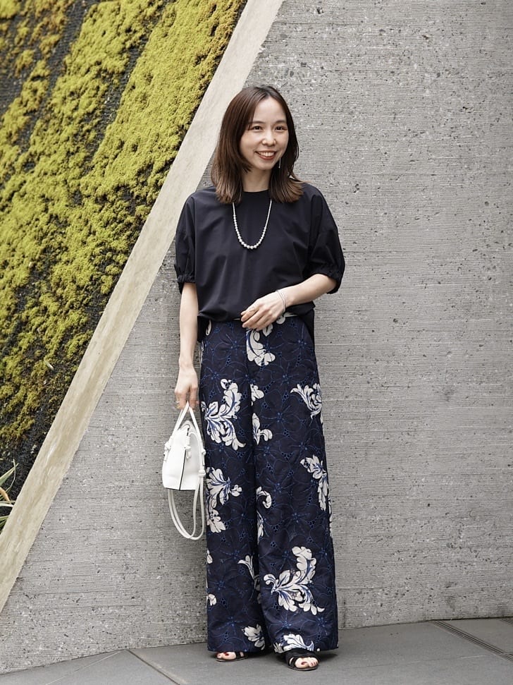 TOMORROWLAND アイレットハイビスカス ストレートパンツ