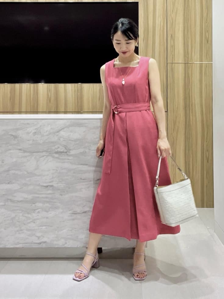 ワンピース リネン調オックスノースリ ワンピース ANAYIのリネン