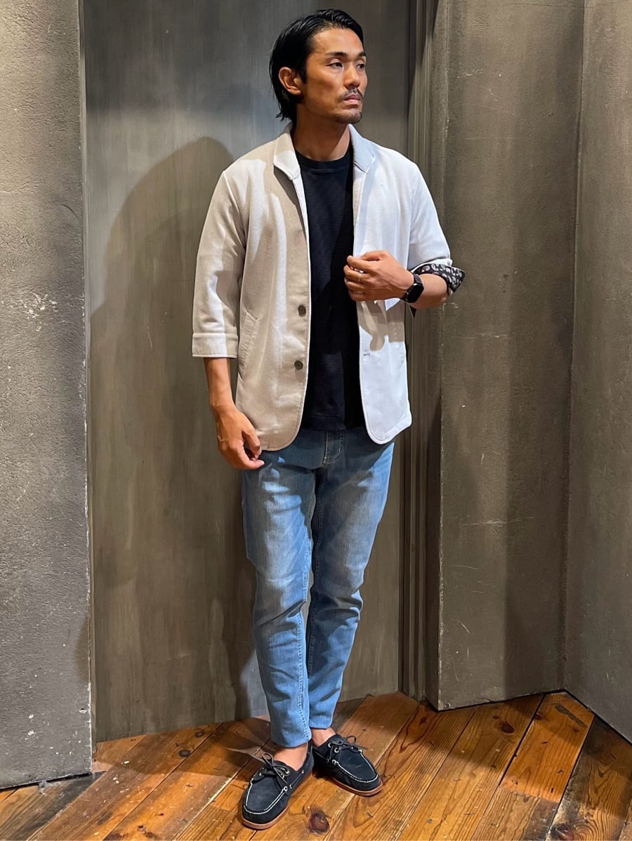 MEN'S BIGIのハニカムスタンドカラー7分袖ジャケットを使ったコーディネートを紹介します。｜Rakuten Fashion(楽天ファッション／旧楽天ブランドアベニュー)4033916