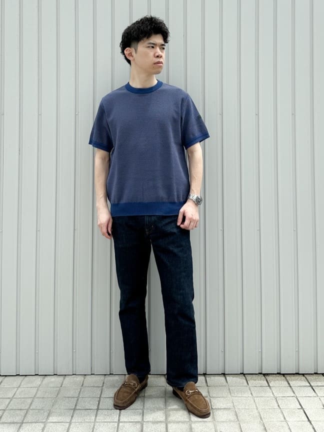 TAKEO KIKUCHIの【Made in JAPAN】和紙 ボーダーニットTシャツを使ったコーディネートを紹介します。｜Rakuten Fashion(楽天ファッション／旧楽天ブランドアベニュー)4077208
