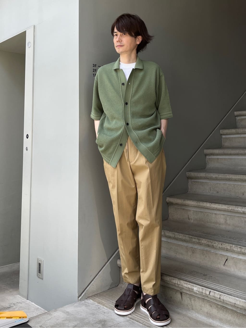 TAKEO KIKUCHIの【夏の軽羽織】スポンディッシュ サマーニットシャツを使ったコーディネートを紹介します。｜Rakuten Fashion(楽天ファッション／旧楽天ブランドアベニュー)4081684