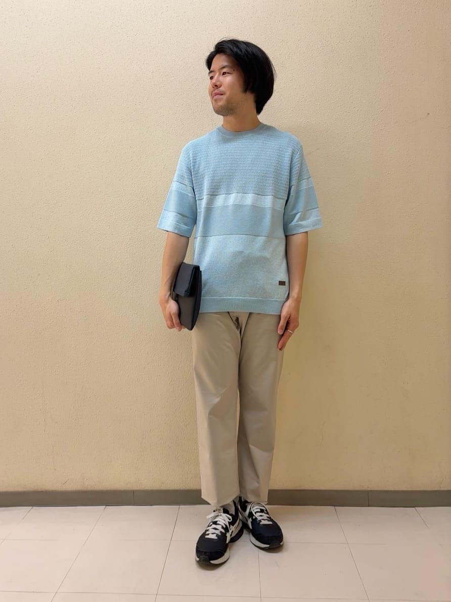TAKEO KIKUCHIの【美濃和紙】5分袖 ニットTシャツを使ったコーディネートを紹介します。｜Rakuten Fashion(楽天ファッション／旧楽天ブランドアベニュー)4086480