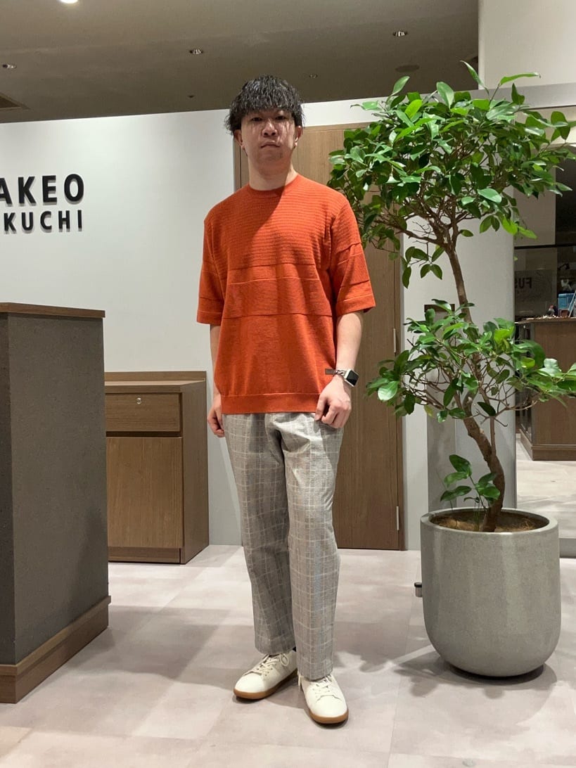 TAKEO KIKUCHIの【美濃和紙】5分袖 ニットTシャツを使ったコーディネートを紹介します。｜Rakuten Fashion(楽天ファッション／旧楽天ブランドアベニュー)4087433