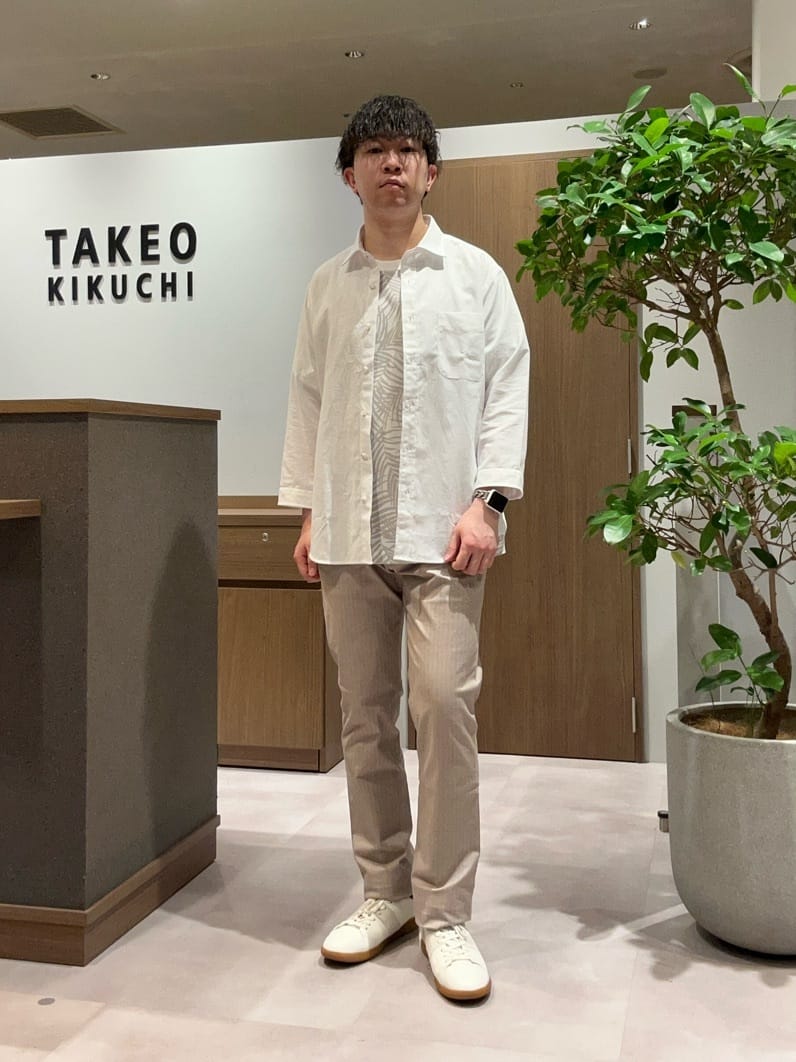 TAKEO KIKUCHIの【7分袖/軽羽織】ハイブリッド リネンシャツを使ったコーディネートを紹介します。｜Rakuten Fashion(楽天ファッション／旧楽天ブランドアベニュー)4087437